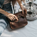 Handmade Full Grain Leather Crossbody Sling Bag For Women - Three-flap Design Adjustable Strap