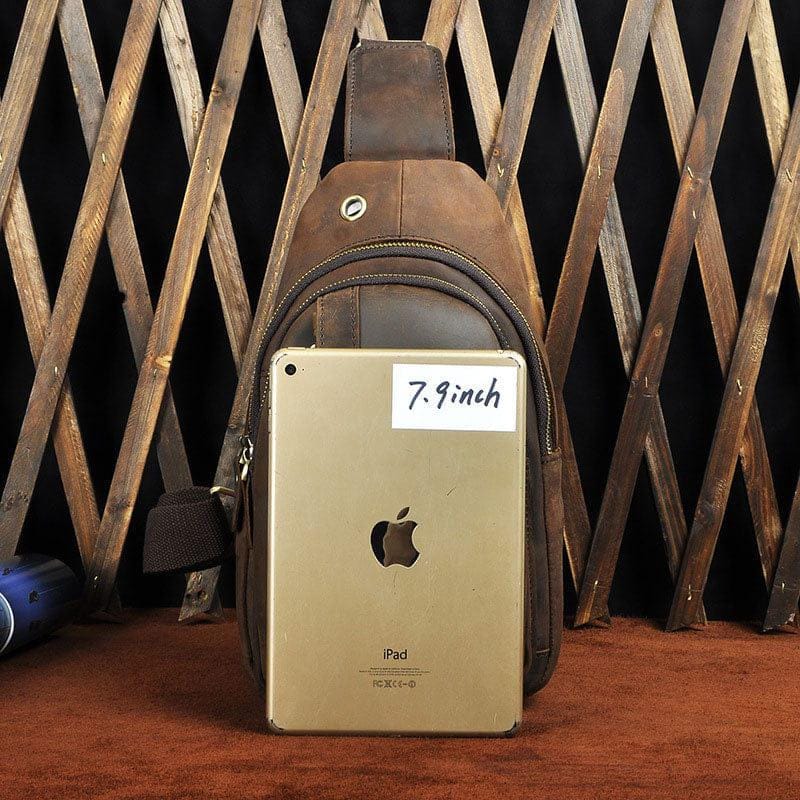 Handmade Vintage Leather Sling Bag – Crossbody Chest Bag for Men & Women